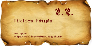 Miklics Mátyás névjegykártya